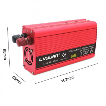 Автомобильный инвертор Lvyuan 1500 Вт 12В-220В-4